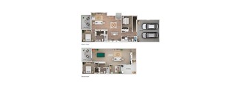 A floor plan of a house with a main floor and basement.