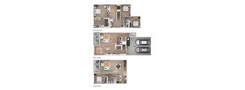 A floor plan of a house with a basement, main floor, and second floor.