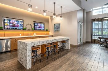 radius at the banks apartments clubroom demonstration kitchen