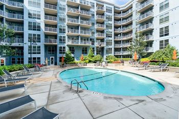 radius at the banks apartments outdoor pool and sundeck