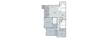 A floor plan of a house with labeled rooms such as Bedroom, Bath, Kitchen, and Living Room.