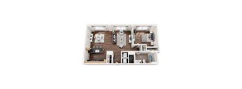 A diagram of a small apartment layout with labeled rooms.