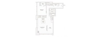 a floor plan of a small house with a bedroom and a living room
