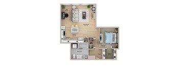 a floor plan of a home with a bedroom and a living room
