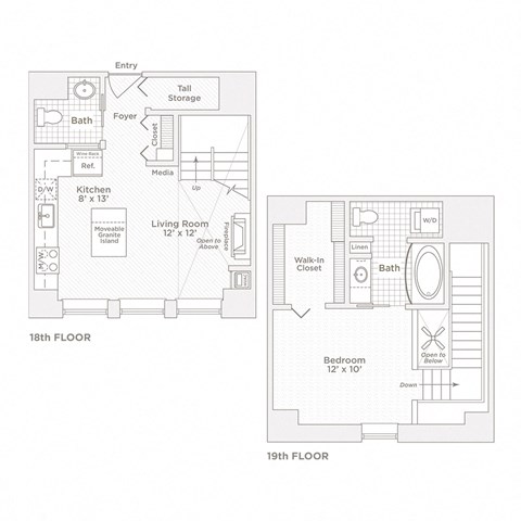 the floor plans of two renovated townhomes