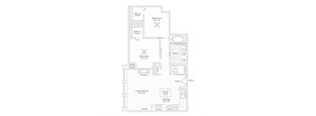 a floor plan of a house with a bedroom and a living room