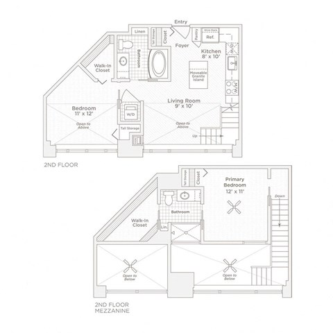 two diagrams of floor plans of a house with bedrooms and a living room