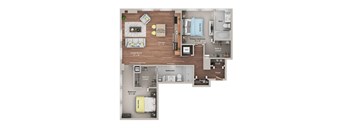 a floor plan of a home with a bedroom and a living room