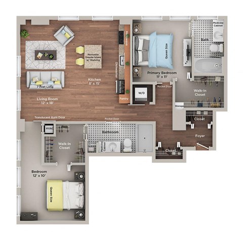 a floor plan of a home with a bedroom and a living room