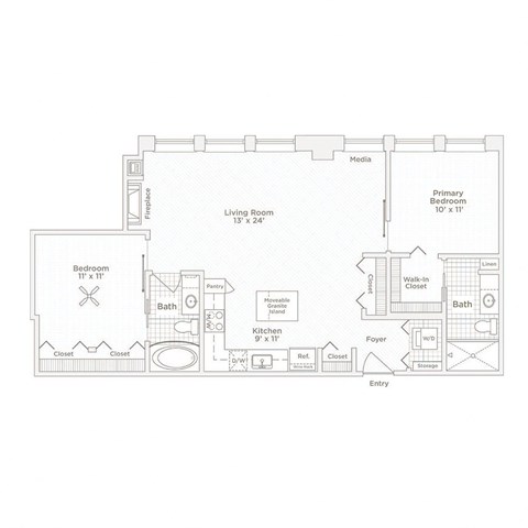 a floor plan of a home with bedrooms and a living room