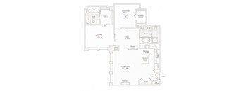a floor plan of a house with a bedroom and a living room