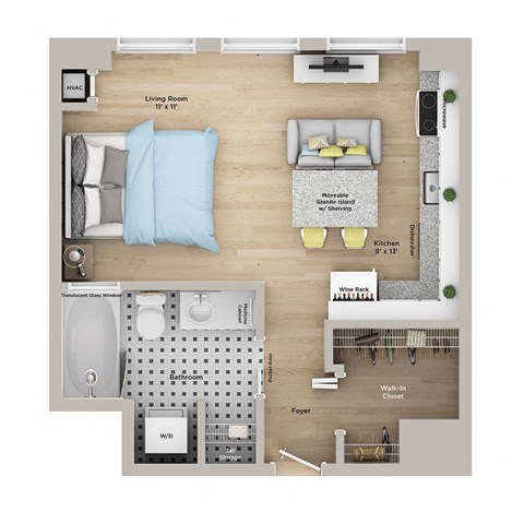 a floor plan of a home with a bedroom and a living room