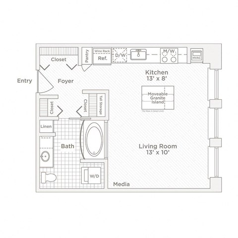 a floor plan of a small house with a laundry room and a living room