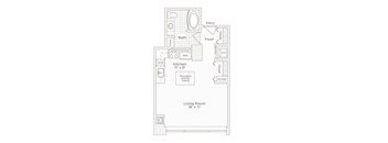 a floor plan of a small house with a bedroom and a living room