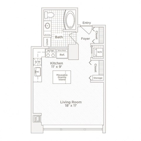 a floor plan of a small house with a bedroom and a living room