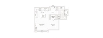 a floor plan of a small house with a bedroom and a living room