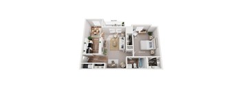 A diagram of a small apartment with labeled rooms.