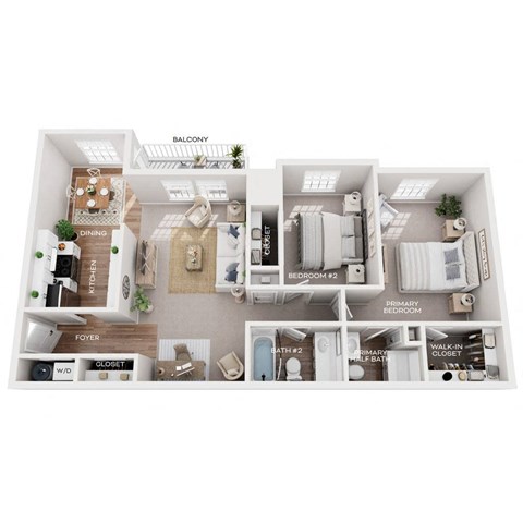 a 3 bedroom floor plan  503 square feet