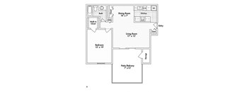 1 bed 1 bath apartment floor plan