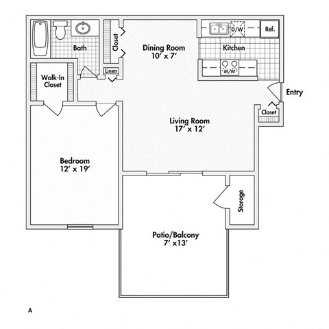 1 bed 1 bath apartment floor plan