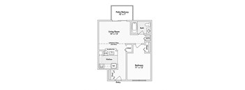 1 bed 1 bath apartment floor plan