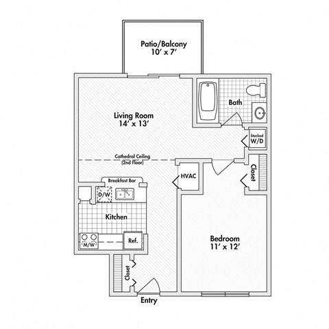1 bed 1 bath apartment floor plan