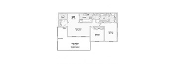 2 bed 1.5 bath apartment floor plan