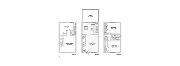 2 bed 1.5 bath apartment floor plan
