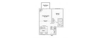 1 bed 1 bath apartment floor plan