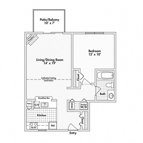 1 bed 1 bath apartment floor plan
