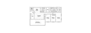 3 bed 2 bath apartment floor plan