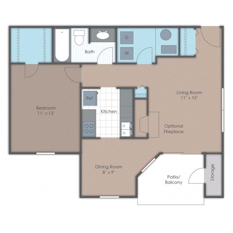 a floor plan of a studio apartment with a bedroom and a living room