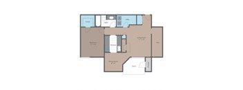 floor plan of a 1 bed 1 bath apartment