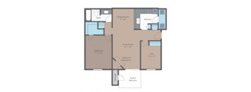 floor plan of a 1 bed 1 bath apartment