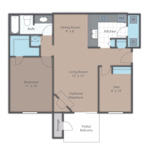 a floor plan of a residence with a bedroom and a living room
