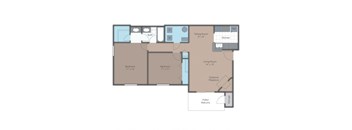 floor plan of a 2 bed 1 bath apartment
