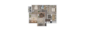 2 bed 2 bath apartment floor plan