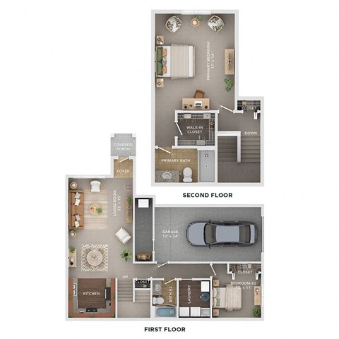 2 bed 2 bath apartment floor plan