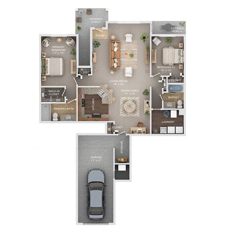 2 bed 2 bath apartment floor plan