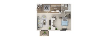 A floor plan of a home showing a living room, dining room, kitchen, and bedrooms.