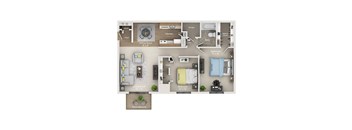 A floor plan of a house showing the layout of the rooms.