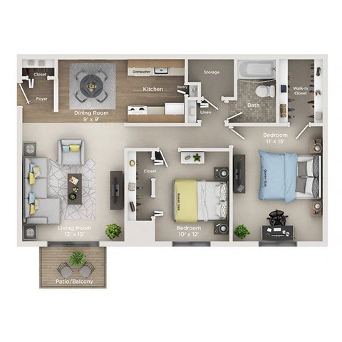 A floor plan of a house showing the layout of the rooms.