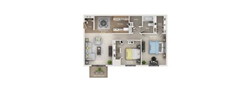 A floor plan of a house showing the layout of the rooms.
