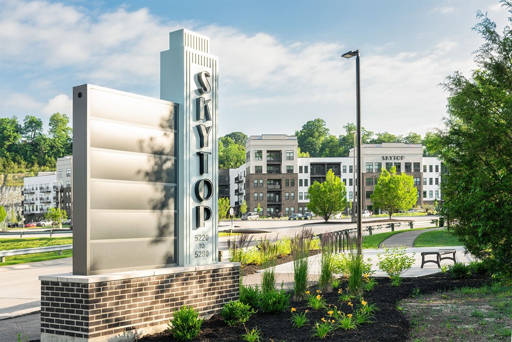 a large sign in front of a building