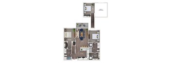 2 bed 2 bath plus den floor plan