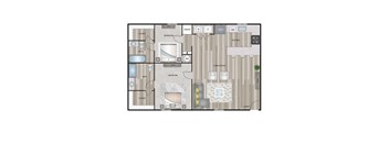 A floor plan of a house with labeled rooms such as bedroom, bath, pantry, and living room.