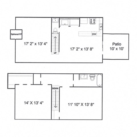 treybrooke at the park apartments and townhomes floor plan C1TH