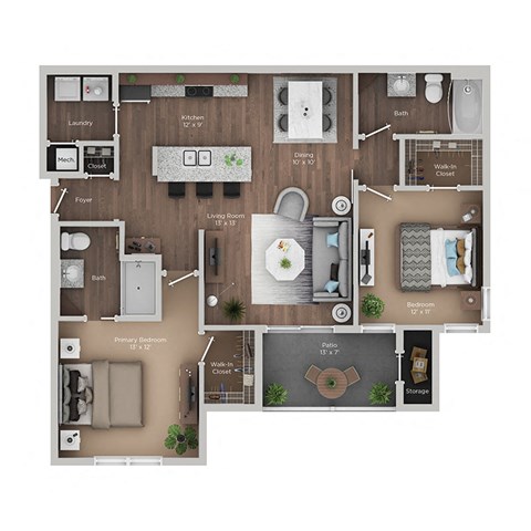 turtle creek apartments 2 bed 2 bath floor plan cp
