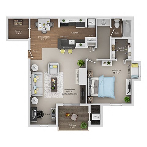 A floor plan of a house with a living room, dining room, kitchen, and bedrooms.