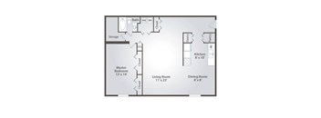a floor plan of a living room and a dining room